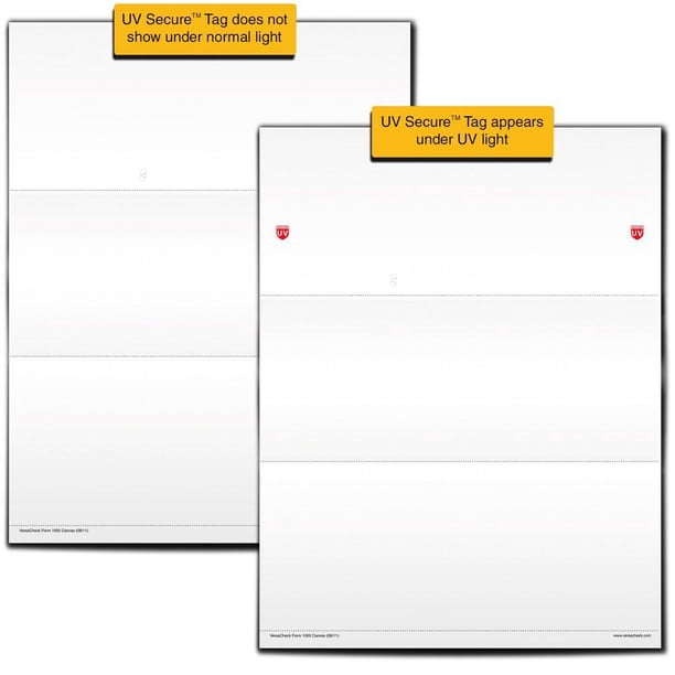 ValueChex UV Secure Check Paper- Blank Check Stock - Business Check On Top,  Canvas, 55 Count 55 Sheets - Walmart.com