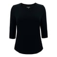 thumbnail image 1 of Playera Simply Basic Para mujer, Manga al Codo, Cuello V Lisa    Negro Talla EG, 1 of 4
