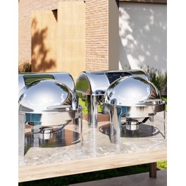 Chauffe-plat professionnel bain-marie électrique pour buffet en acier inoxydable avec 2 plateaux