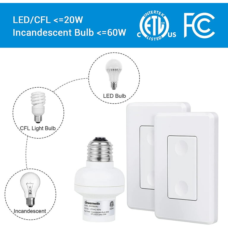DEWENWILS Remote Control Light Bulb Socket, Wireless Light Socket