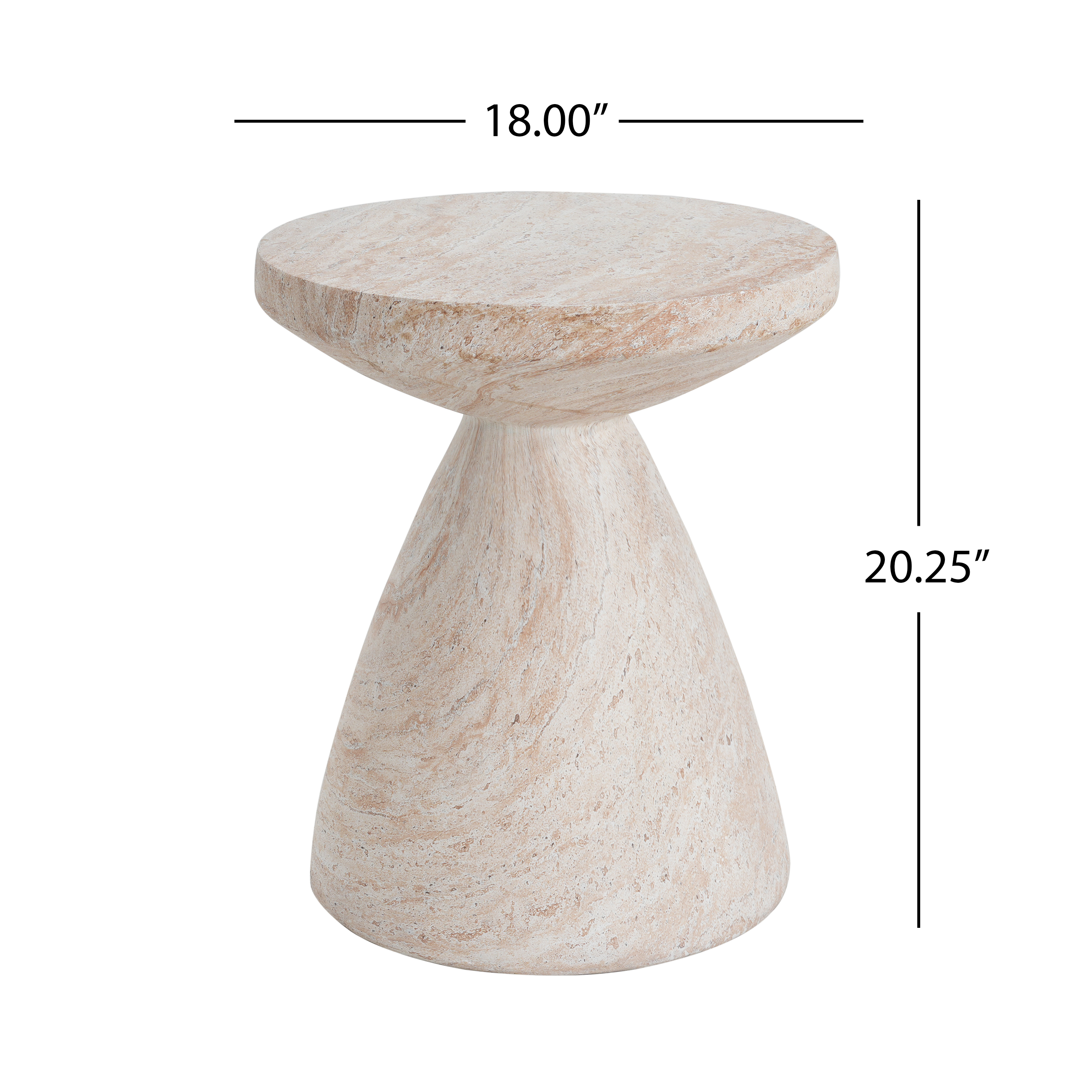 Side Table, Outdoor Indoor Lightweight Concrete Table for Patio Balcony Garden, Travertine Finish