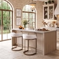 thumbnail image 3 of Zesthouse 26.6″ Modern Bar Stools Set of 2, Upholstered Chenille Counter Height Stools with Low Back and Thickened Antique Bronze Metal Frame, Kitchen Island Bar Chairs, White, 3 of 10