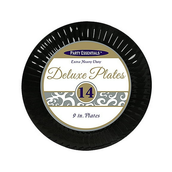 1 - Party Essentials 9" Deluxe Luncheon Plates - Black 14 Ct.