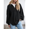 thumbnail image 3 of Womens Sweatshirt Casual Waffle Knit Half Zip Pullover Loose Long Sleeve Tops Fall Outfit Clothes, 3 of 5