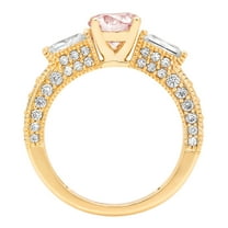 2.33 ct Round Cut Simulated Pink Diamond Three-Stone Engagement Ring for Women in 18K Yellow Gold