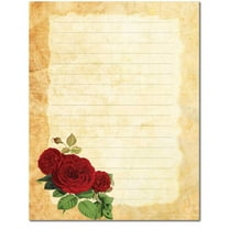 Red Rose Lined Paper Letterhead Laser & Inkjet Printer Paper, 25 Sheets