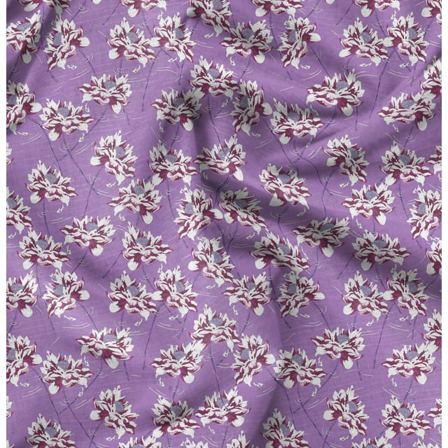 Soimoi Tissu Poly Georgette Boule de Coton Imprimé Floral 1 Yard 42 Pouces de Large