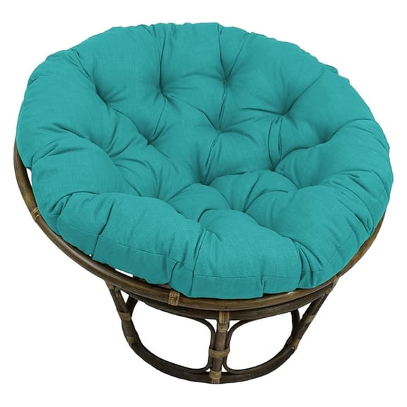 Solid Outdoor Spun Polyester Papasan Cushion, 52", Aqua Blue