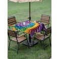 thumbnail image 5 of Square Outdoor Tablecloth with Umbrella Hole Colorful Outside Table Cloth Waterproof Patio Table Cover Ethnic Geometric Modern Abstract Art Zipper Tablecloths for Picnic Party Camping 60x60 Inch, 5 of 8