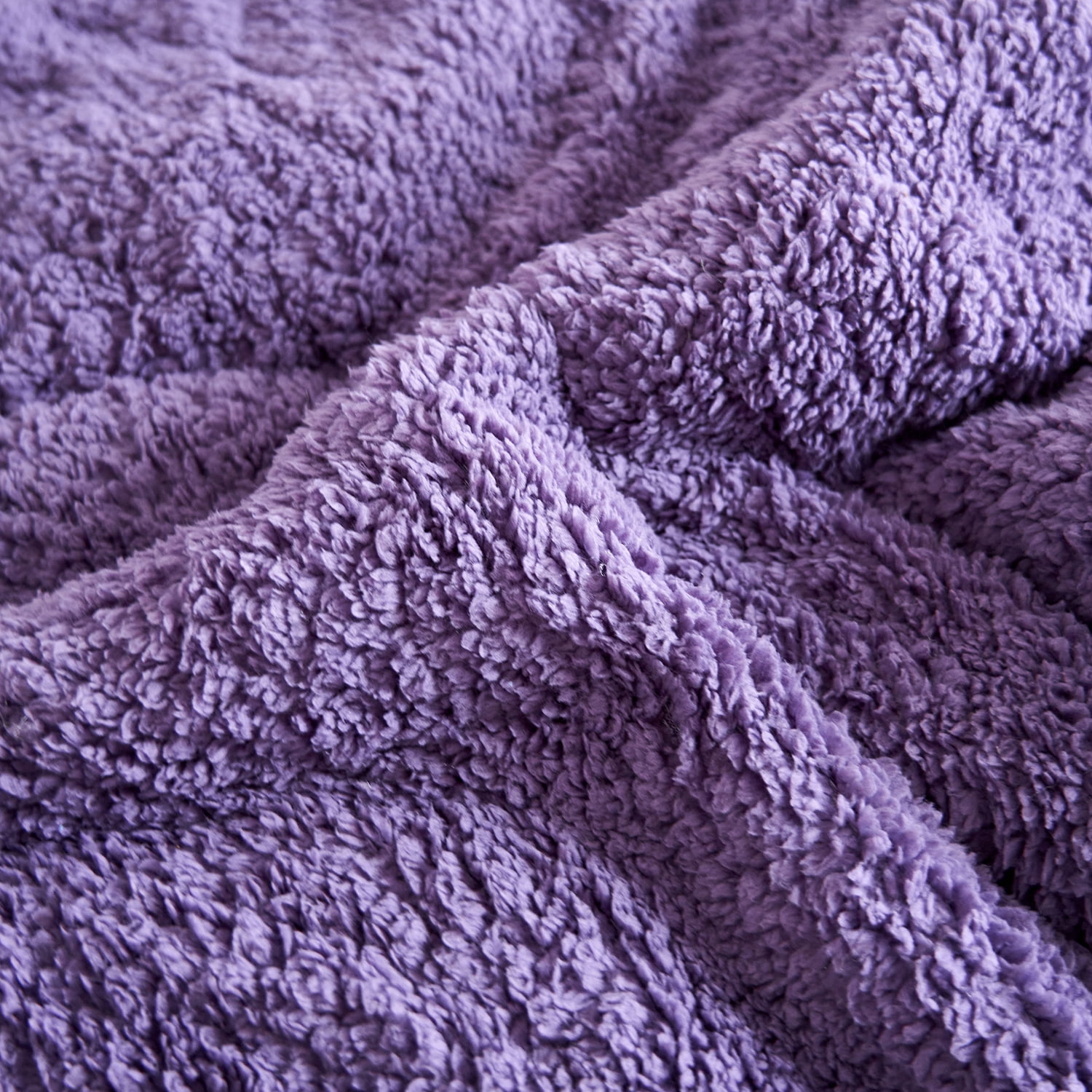 NC 3 Piece Sherpa Blanket,Winter Warm 3 Ply Borrego Fleece Blanket,Queen 75"x83",Purple