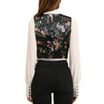 thumbnail image 3 of INSPIRE CHIC Women's Floral Pattern V Neck Sleeveless Button Satin Waistcoat Vest L Black, 3 of 7