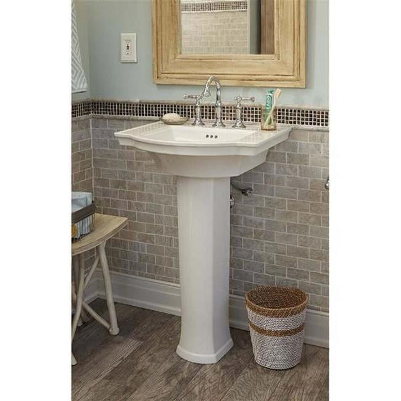 American Standard 0900001.222 Estate 24" Pedestal Bathroom Sink Only - Off White