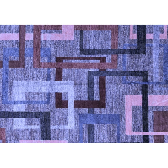 Ahgly Company Machine Washable Indoor Rectangle Oriental Blue Modern Area Rugs, 8' x 12'