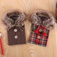 thumbnail image 3 of 2pcs Christmas Wine Gift Bag, Burlap Wine Bottle Sweater Collar & Button Coat Design Decorations for Xmas, Wedding, Holiday Party, 3 of 5