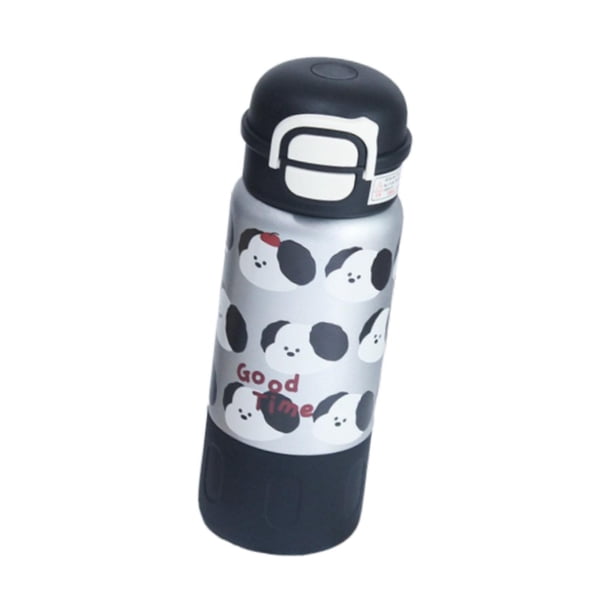 Botella de agua aislada para niños, botella para beber de acero inoxidable, bonita, con , taza de agua aislada para deportes de verano, camping Cachorro negro