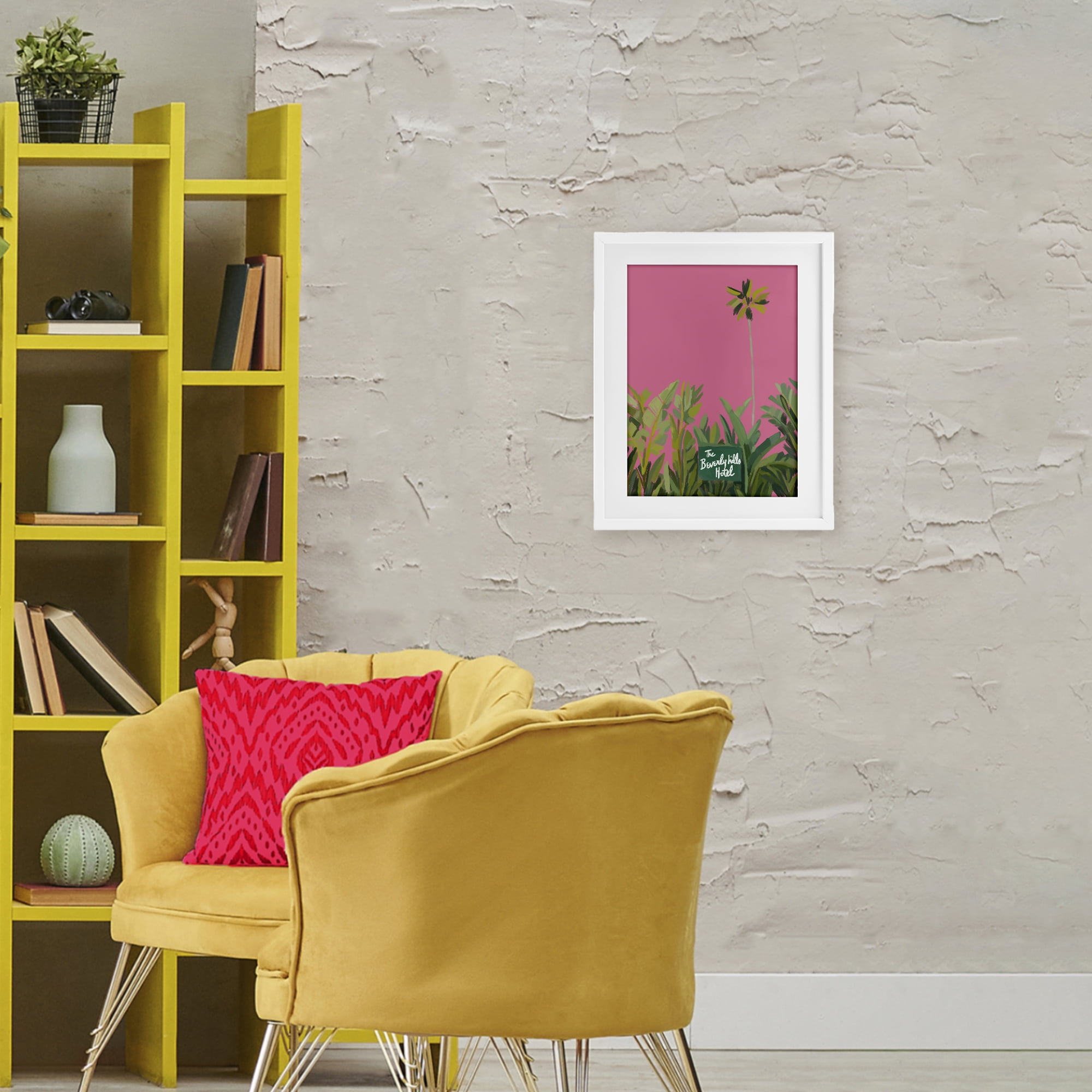 Stupell Industries Beverly Hills Pink & Green White Framed Print Under Glass, design by Amelia Noyes