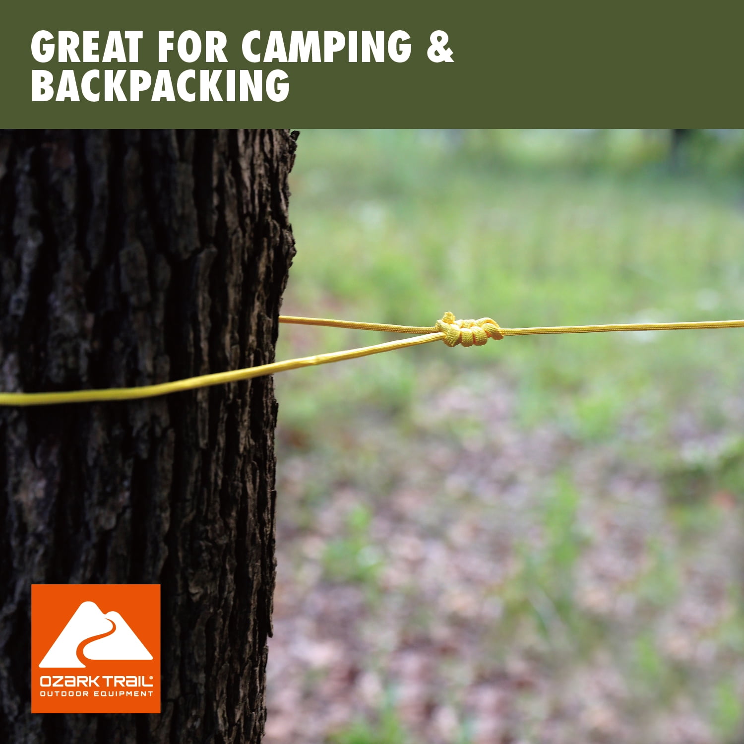 (2 pack) Ozark Trail 550 lb Polyester Paracord Rope, Yellow, 100'
