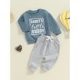 thumbnail image 3 of Nygoyerh Baby Boys 2PCS Fall Outfit 3M 6M 12M 18M 2T 3T Letter Print Long SleeveSweatshirt and Solid Color Pants Newborn Infant Clothing, 3 of 7