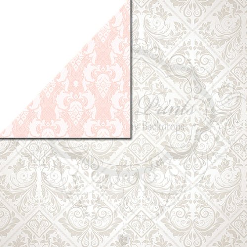 Reversible Vinyl Backdrop / Double Sided / Vintage Damask / Light Pink