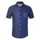 thumbnail image 5 of CAMISAS DE HOMBRE CORTAS DE VERANO DE ALGODÓN PATCHWORK CON BOTONES S AZUL MARINO, 5 of 6