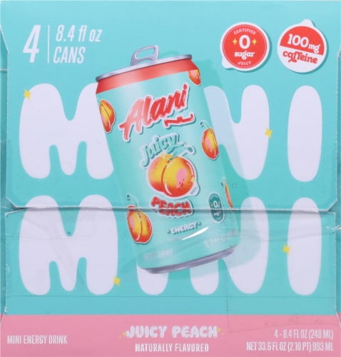 2X - Alani NU Juicy Peach Zero Sugar Mini Energy Drink Cans