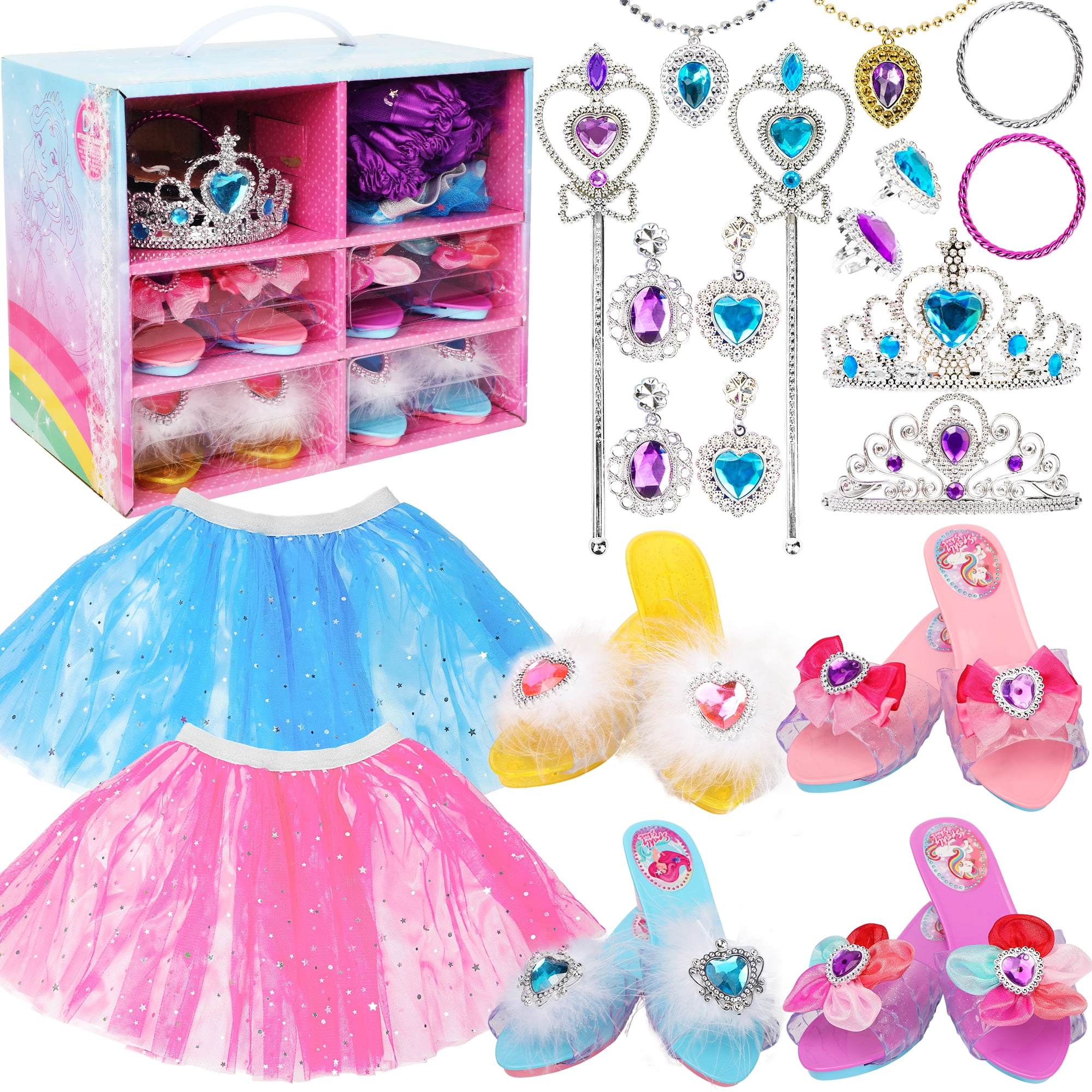 Liberry 21 Pcs Princess Dress Up Toys with Jewelry and Shoes for