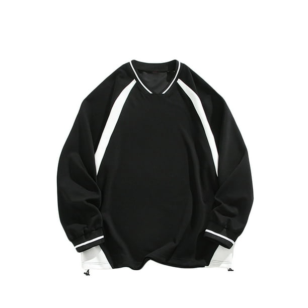 Blusas y camisas de manga larga con cuello en V para hombre, camisas casuales de moda, cuello de patchwork, blusa de manga larga para hombre