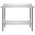 thumbnail image 2 of vidaXL Table de Cuisine avec Dosseret 120x60x93 cm Acier Inoxydable, 2 of 5