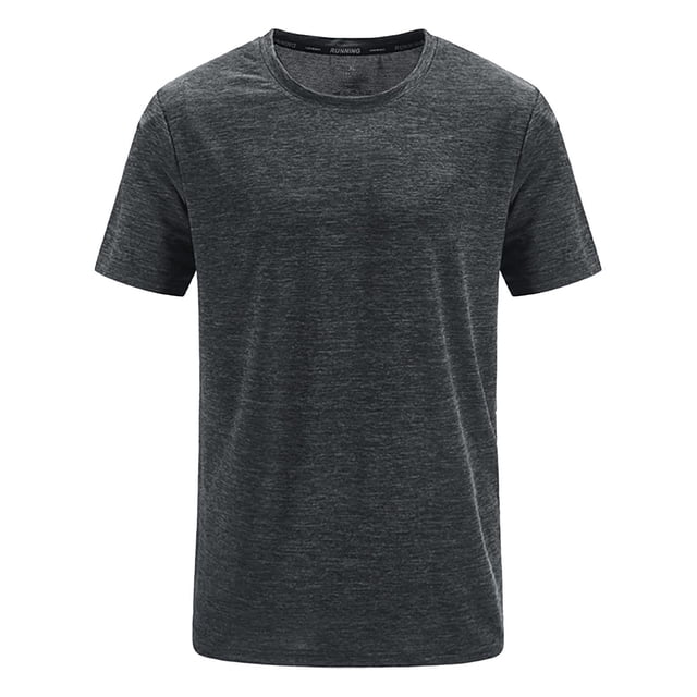 BOBOGOJP Classic Short Sleeve Shirts for Men Athletic Cut Short Sleeve Polyester Basic Tee (Dark Gray,M)