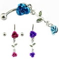 thumbnail image 2 of Visland Bague Romantique 2 Roses Connectée Ventre Suspendu Bouton Nombril Bijou Cadeau, 2 of 7