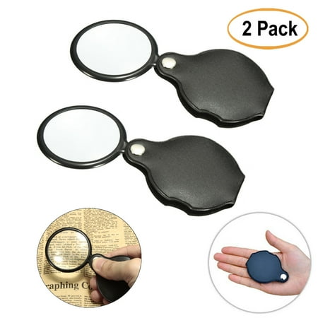 2Pcs Portable Foldable 10X Jewelry Magnifier Magnifying Eye Glass Loupe Lens Mini Pocket