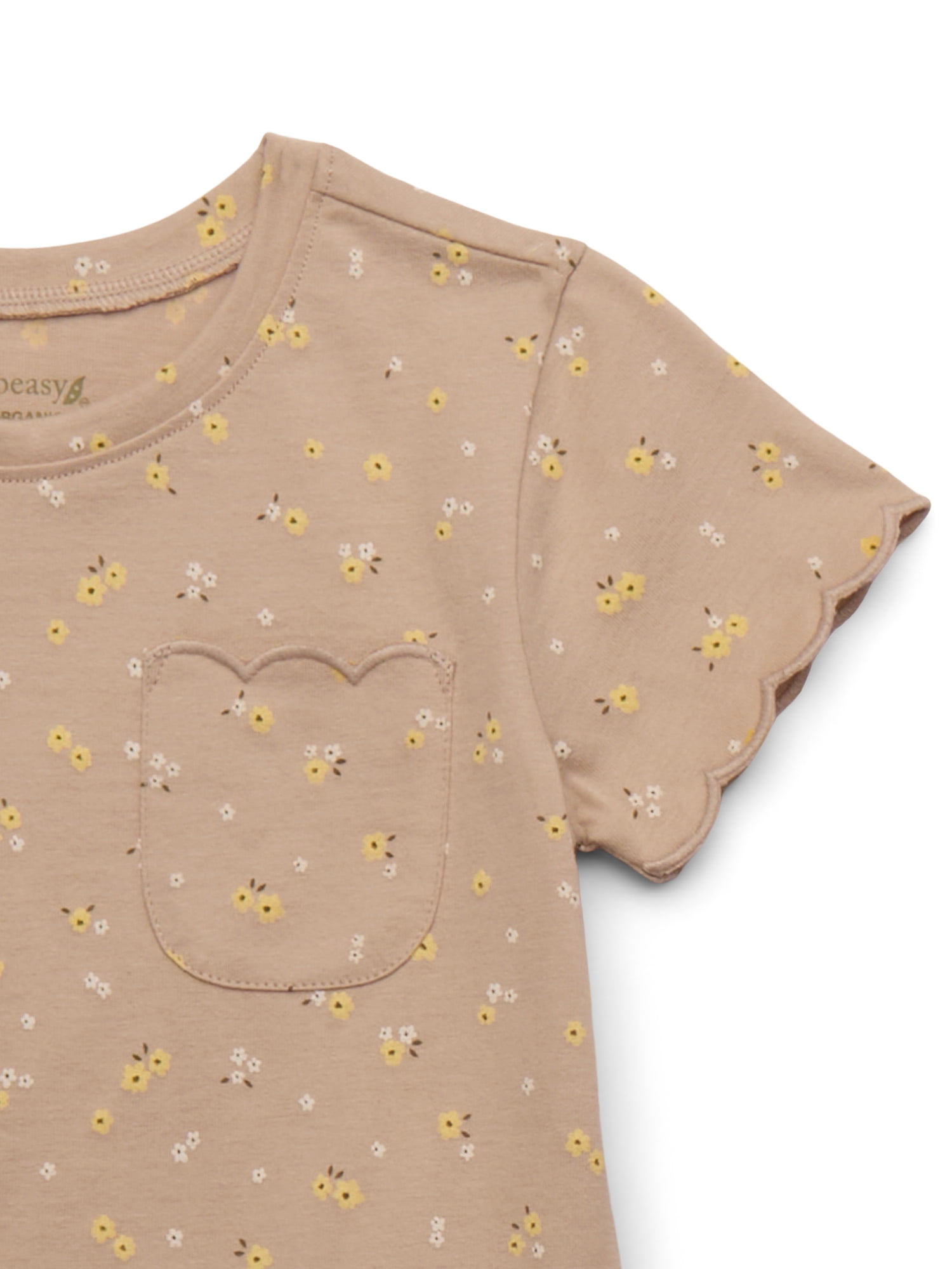 easy-peasy Toddler Girl Jersey Sueded Sleeve Tee & Scallop Shorts Outfit Set, 2-Piece, Sizes 18M-5T