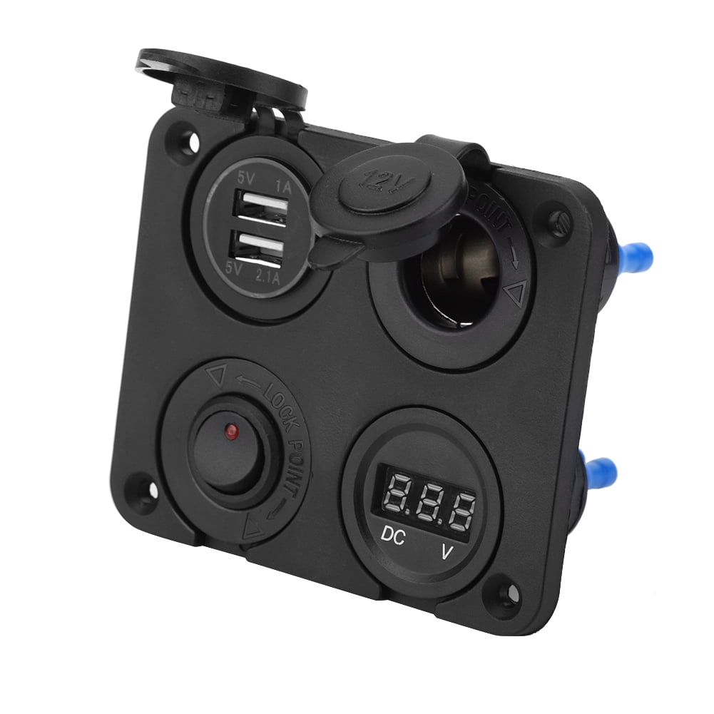 Mgaxyff Cigarette Lighter Switch Panel, Toggle Switch Panel, 12V 4 Gang