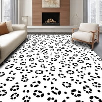 Flatwoven High Traffic Area Rug, Stylized Dalmatian Inspired Interlocking Spotted, Non Slip, Stain Resistant, Washable Area Rugs for Living Room, Bedroom(Black, 4X6)