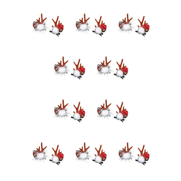 Billuyoard Pinzas para el cabello navideñas Cuerno de ciervo Horquilla Cabeza de nieve Decoración Diadema Accesorios de peinado Sombreros Niños Adultos Rojo 10piezas Billuyoard CBP547530