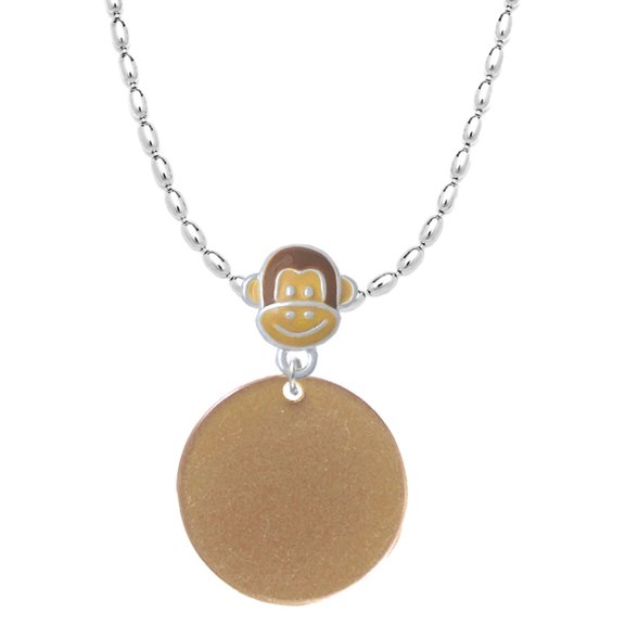 Delight Jewelry Acrylic 7/8" Disc Goldtone Mia Monkey Charm Necklace