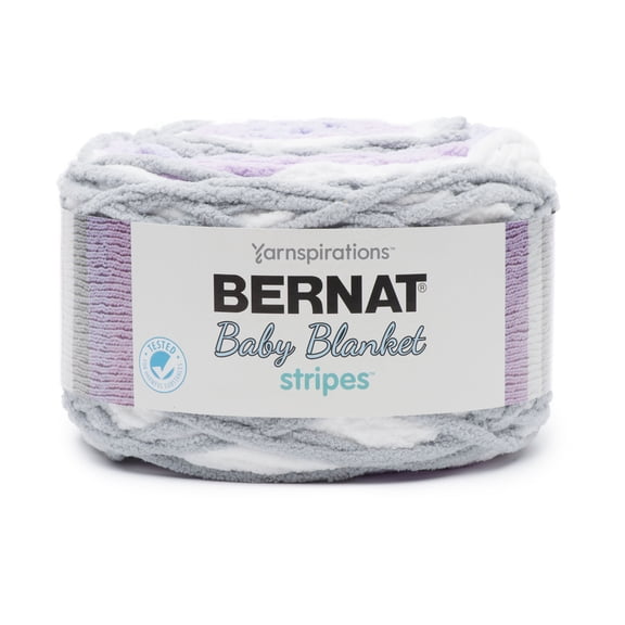 Bernat Baby Blanket Stripes 6 Super Bulky Polyester Yarn, Seaglass 10.5oz/300g, 220 Yards