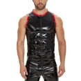 thumbnail image 5 of Men Shiny Leather Tank Top, Glossy PVC Leather, Male Wetlook Latex Casual T-shirt, 5 of 6