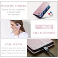 thumbnail image 3 of Leather Case for iPhone 15 Card Slot Folio Flip Wallet Case for iPhone 15 Premium PU Magnetic Kickstand Cover Soft TPU Inner Case Pink, 3 of 14