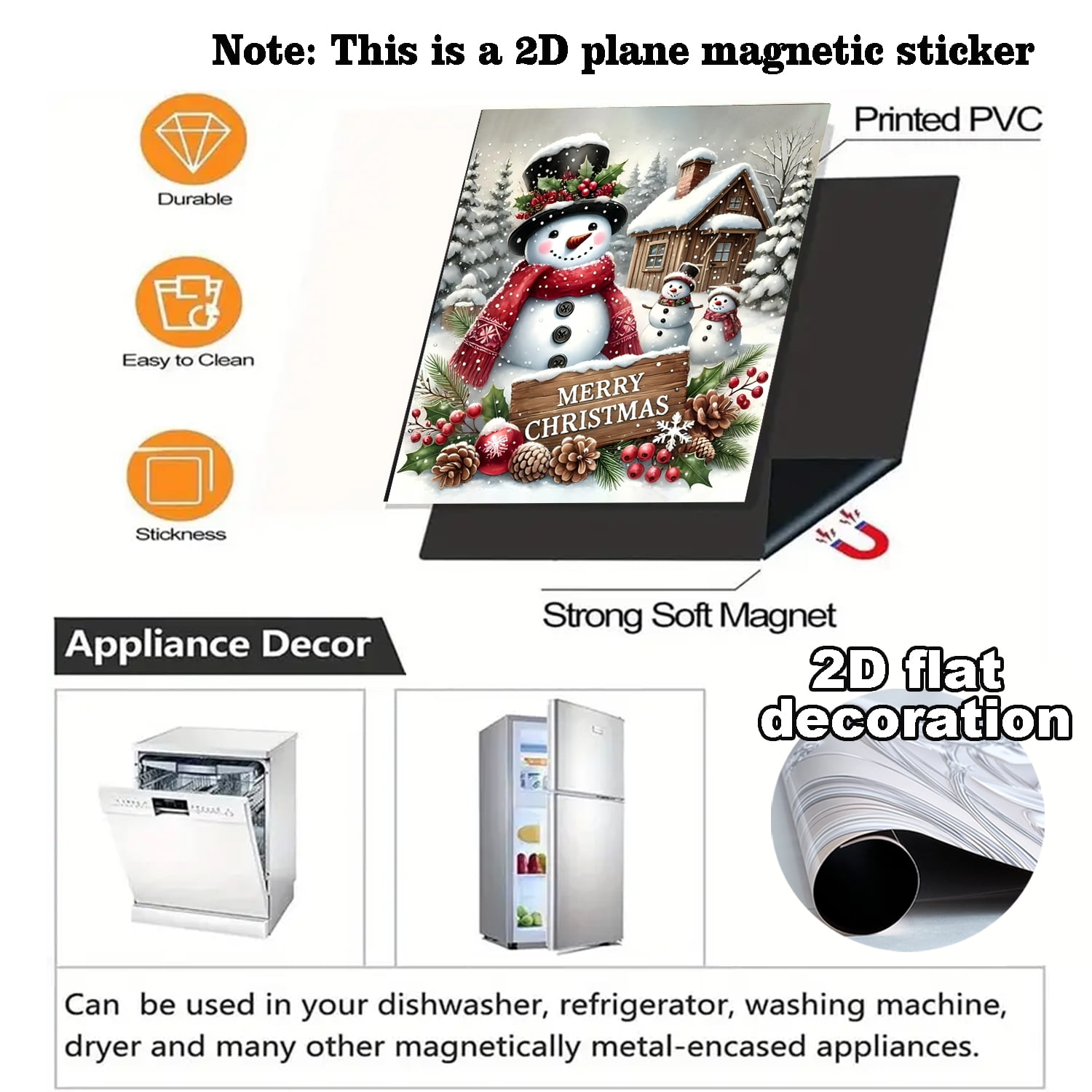 1Pc Christmas Dishwasher Magnet Cover, 23x26In Snowman Dishwasher Magnet Sticker for Kitchen Decoration Funny Refrigerator Magnet Cover Fridge Panel Decal Refrigerator Magnet Cover