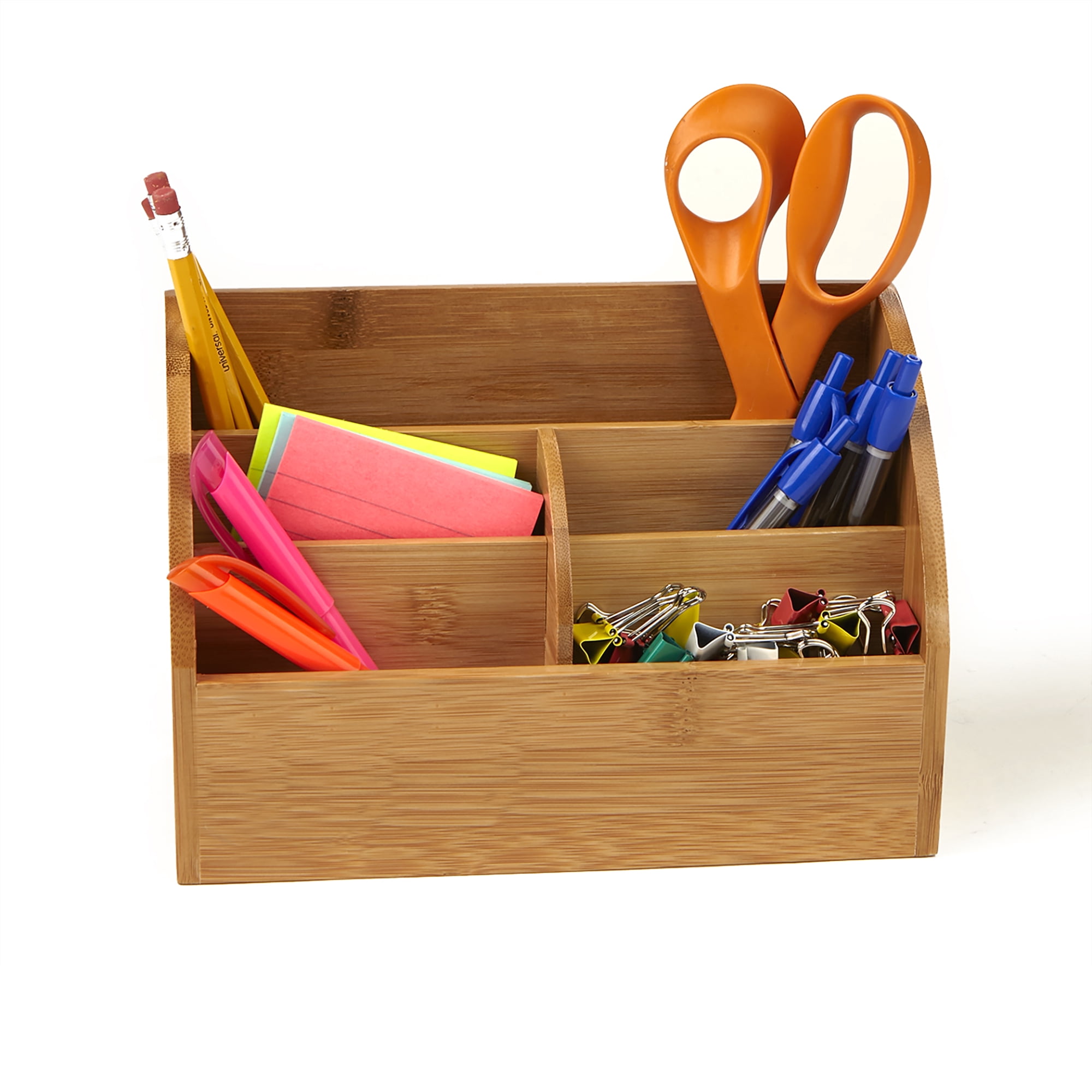 Mind Reader Bamboo 5 Compartment Desk Organizer, Brown