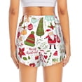 thumbnail image 4 of Uemuo Snowflakes Santa Claus Pattern Women's Athletic Shorts High Waisted Running Shorts with Liner Pockets Gym Elastic Workout Shorts-Small, 4 of 9