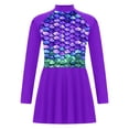 thumbnail image 2 of CHICTRY Maillot de Bain à Manches Longues pour Filles Robe de Plage Protection Éruption Violette 16, 2 of 6