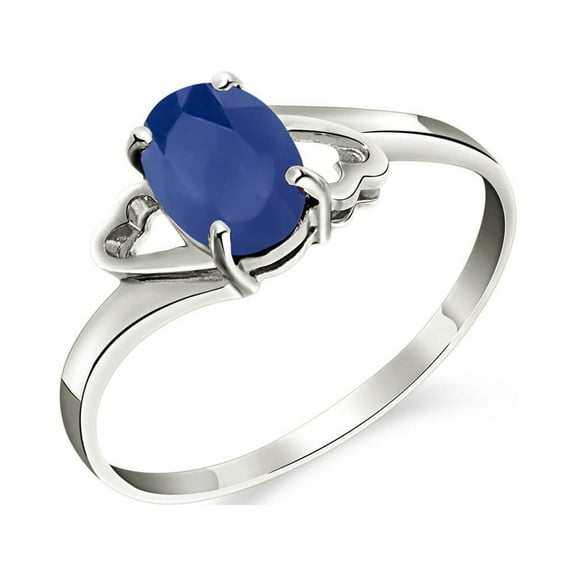 Galaxy Gold 14K White Gold Natural Oval-Shaped Sapphire Ring - September Birthstone - Truth & Nobility - Sizes 5.5 to 11 - Fine Jewelry for Women