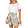 thumbnail image 3 of Womens High Waist Floral Print A Line Short Skirt with Ruffled Hem Elegant Summer Skirt Green Floral M, 3 of 9