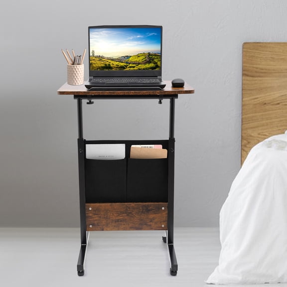 Mobile Standing Desk Rolling Computer Stand with Swivel Wheels Adjustable Height