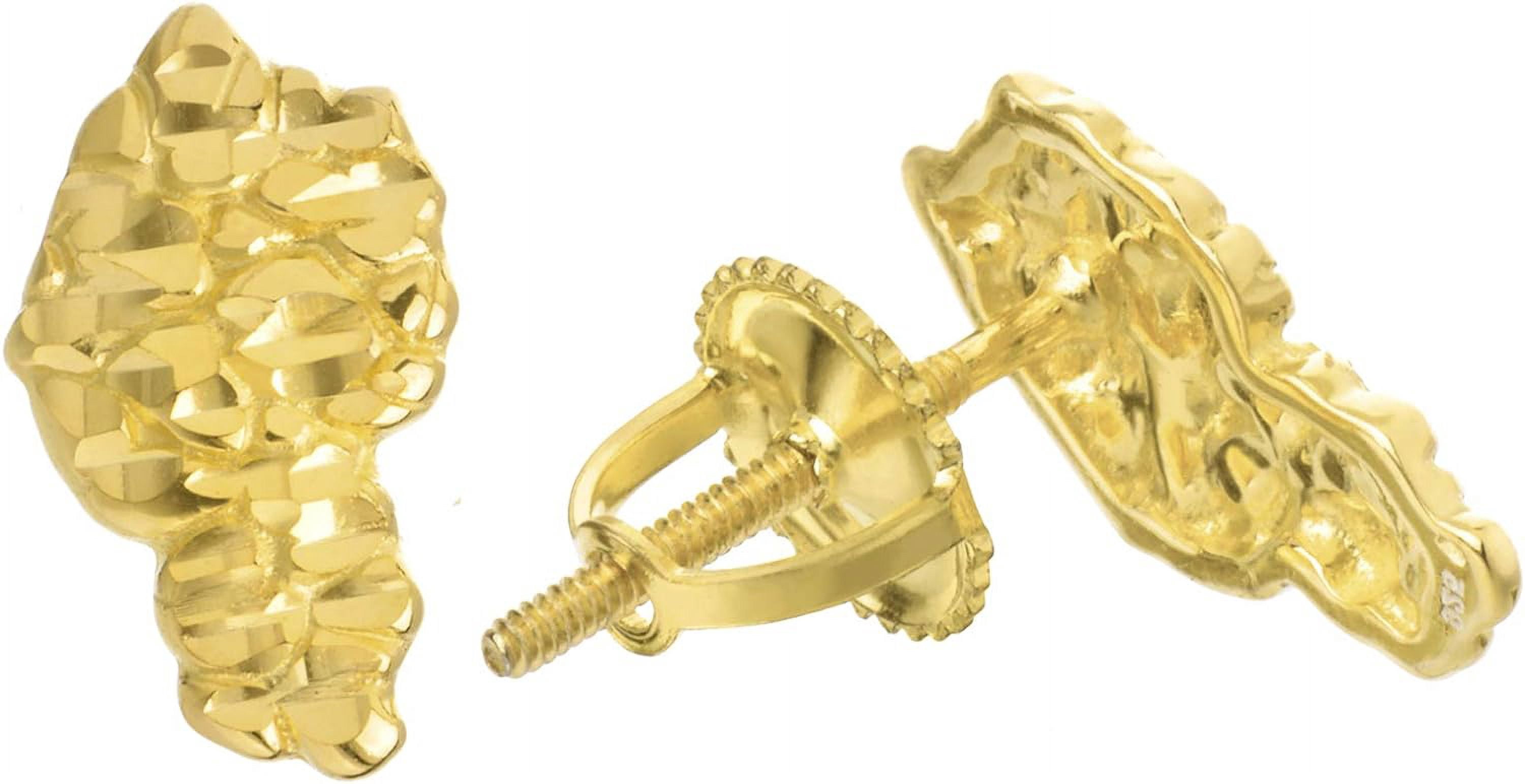 Hip Hop Rapper Nugget 925 Silver in Gold Plated Screw Back Earrings SHS 654 G