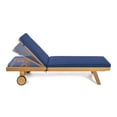 thumbnail image 5 of Mallorca 77.56"x23.62" Modern Classic Adjustable Acacia Wood Chaise Outdoor Lounge Chair with Cushion & Wheels, Navy/Natural, 5 of 9