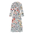 thumbnail image 5 of BangWanChi Womens Summer Dresses Dresses for Women Casual Summer Casual Dresses for Women Women Casual Temperament Elegant Loose Printed Lace Up Button Pleated 3/4 Sleeves Flip Collar Dress, 5 of 5