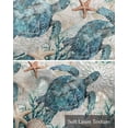 thumbnail image 6 of Teal Coastal Turtle Kitchen Valances for Windows Farmhouse Linen Window Valance Curtain for Living Room Window Treatment Vintage Summer Beach Nautical Coral Valance Rod Pocket Topper, 60 x 18 Inch, 6 of 6